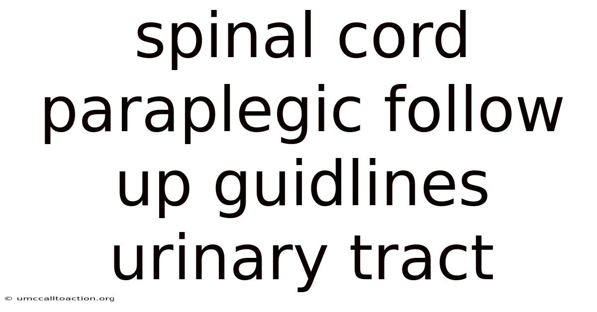 Spinal Cord Paraplegic Follow Up Guidlines Urinary Tract
