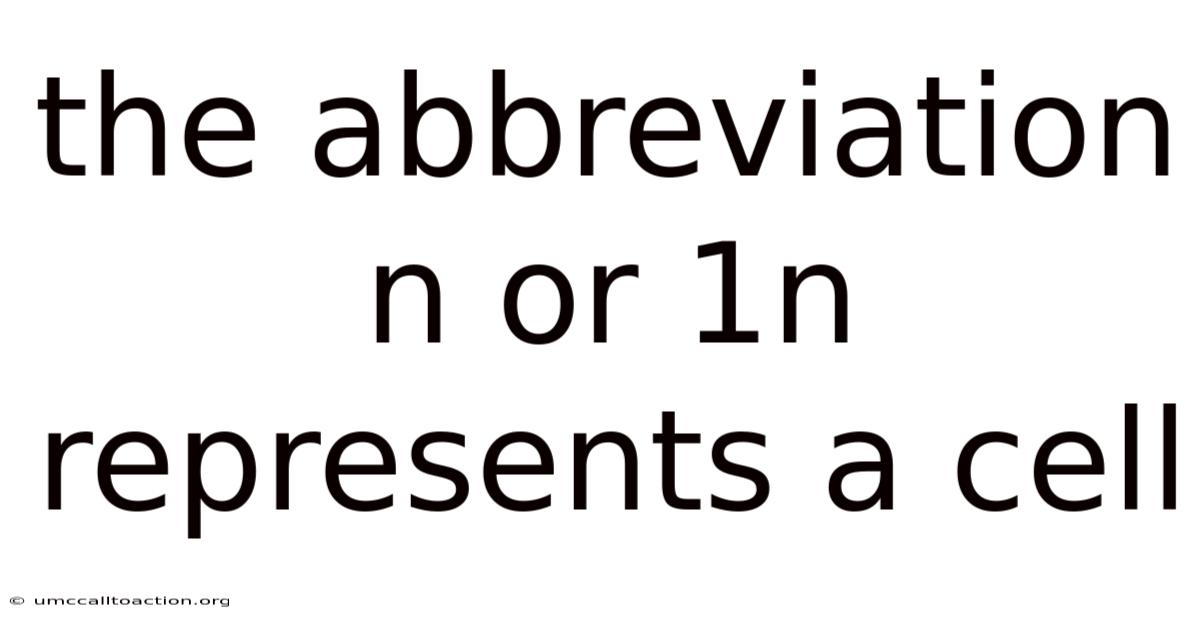 The Abbreviation N Or 1n Represents A Cell