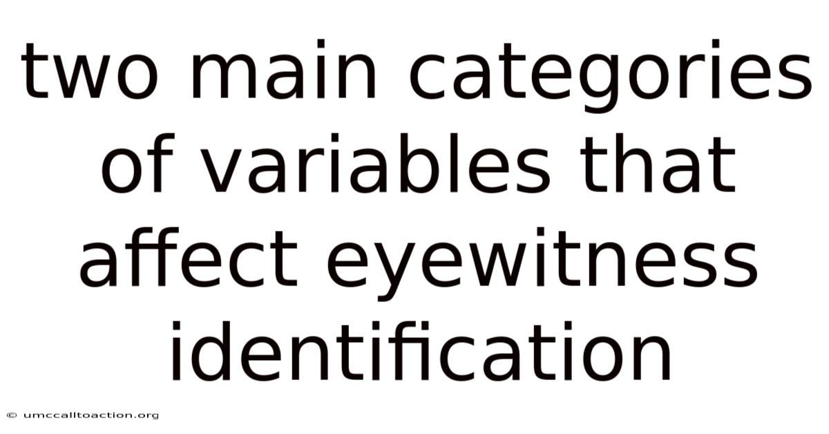 Two Main Categories Of Variables That Affect Eyewitness Identification