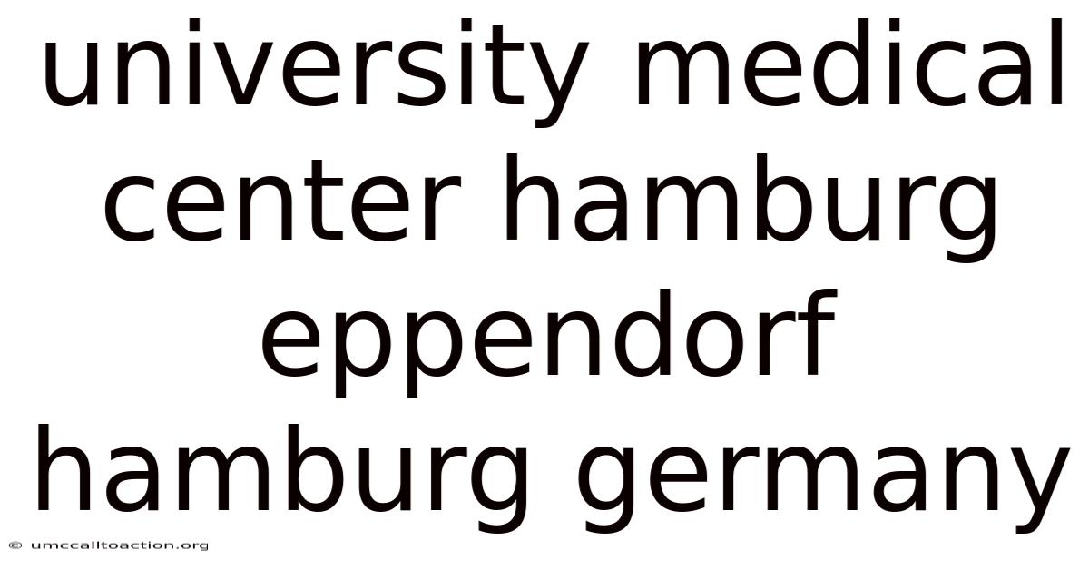 University Medical Center Hamburg Eppendorf Hamburg Germany