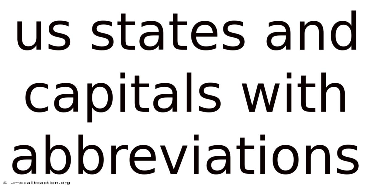 Us States And Capitals With Abbreviations
