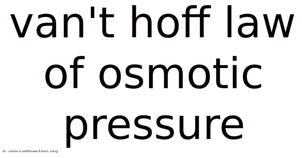Van't Hoff Law Of Osmotic Pressure