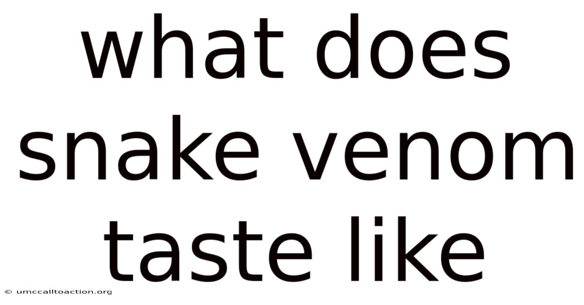 What Does Snake Venom Taste Like