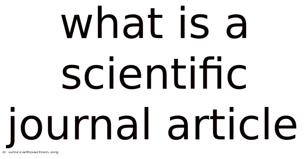What Is A Scientific Journal Article