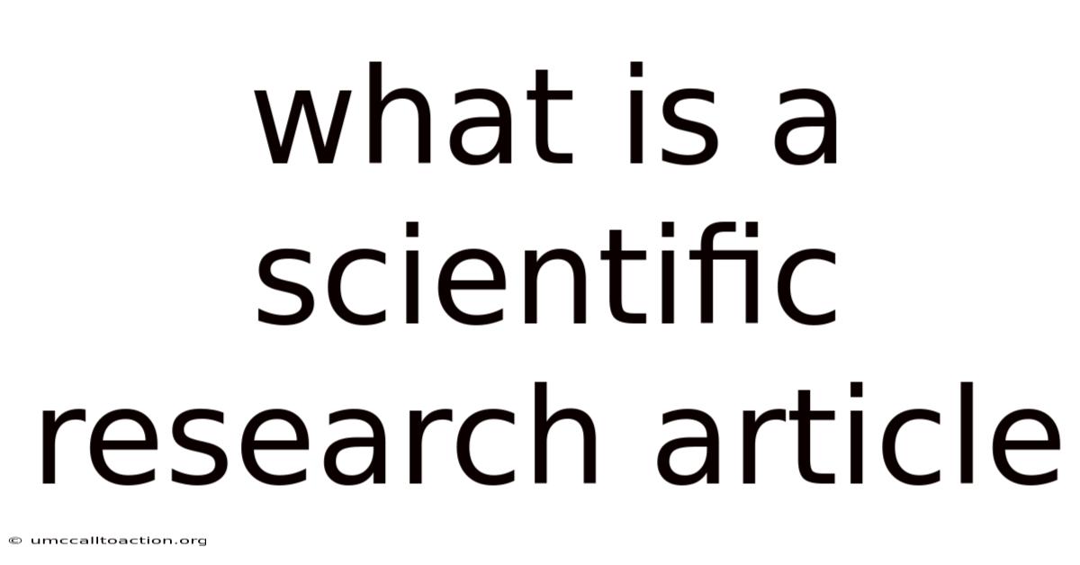 What Is A Scientific Research Article