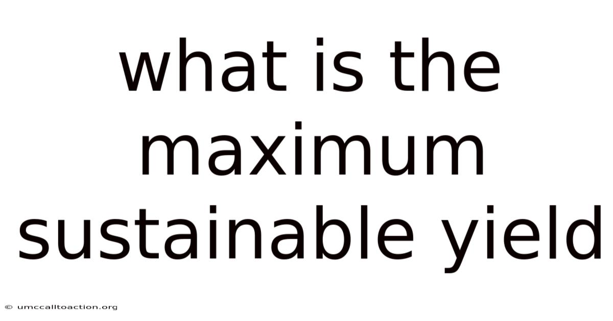 What Is The Maximum Sustainable Yield