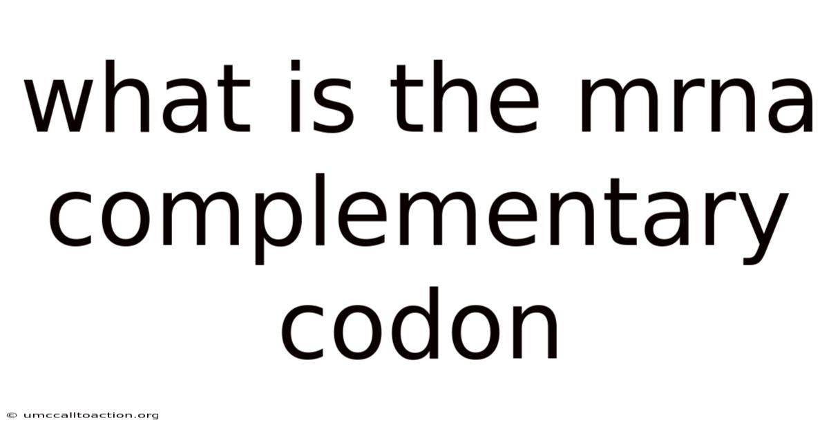 What Is The Mrna Complementary Codon