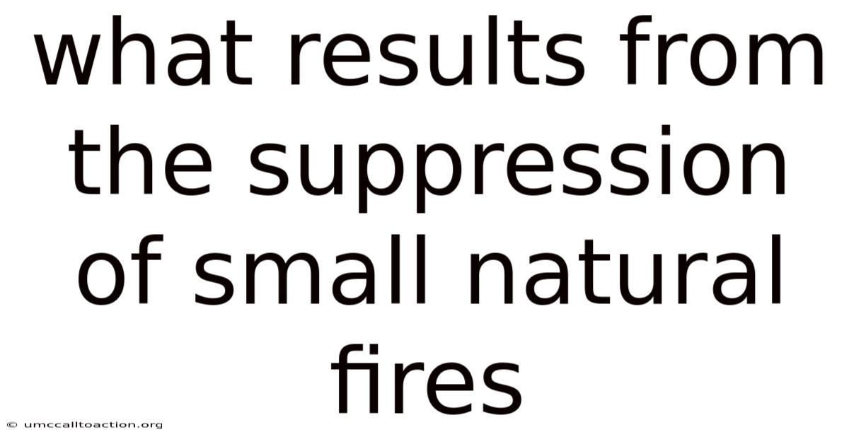 What Results From The Suppression Of Small Natural Fires