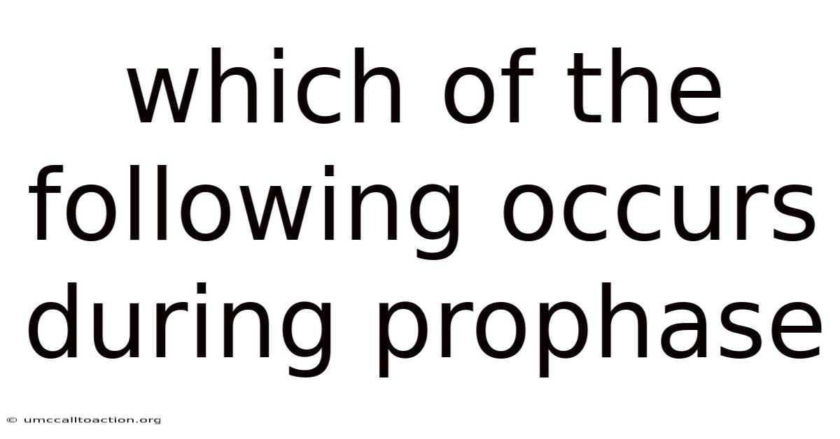 Which Of The Following Occurs During Prophase