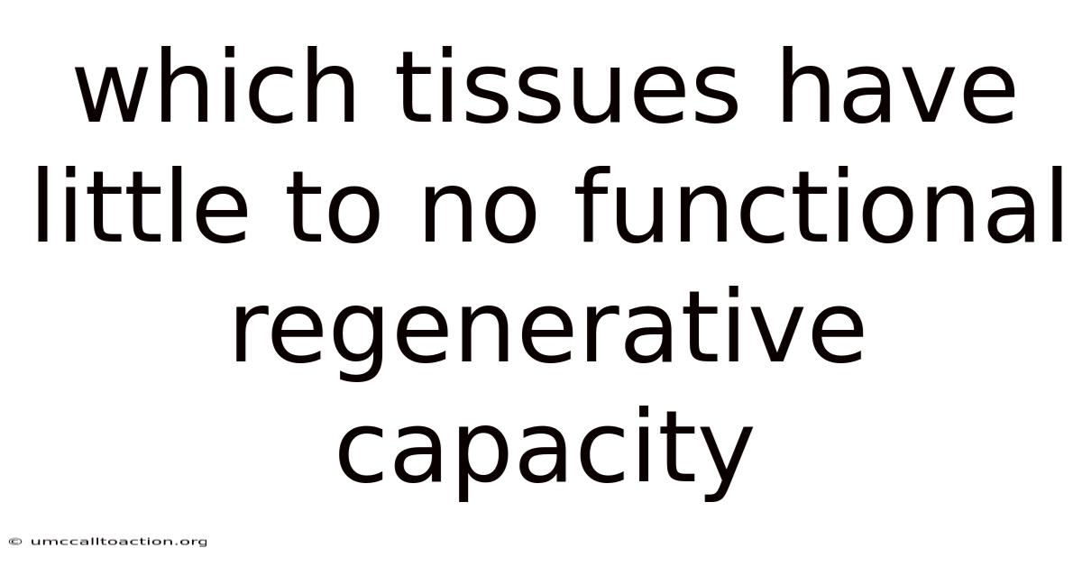Which Tissues Have Little To No Functional Regenerative Capacity