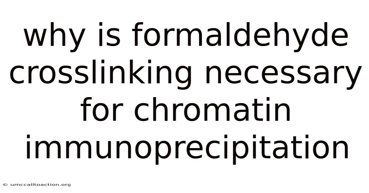 Why Is Formaldehyde Crosslinking Necessary For Chromatin Immunoprecipitation