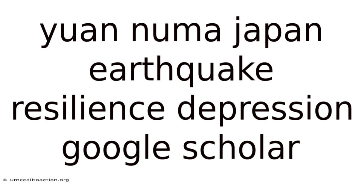 Yuan Numa Japan Earthquake Resilience Depression Google Scholar